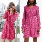 Boden NWT | Evangeline Floral Print Mini Dress in Camellia | 10P Pink Photo 4