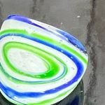 Vintage Blue  Green Swirl Murano Style Glass Dome Ring Size 6.5 Photo 5