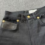 Vintage 90s Cache Womens 4 Black Denim Leather High Rise Straight Mom Jeans USA Photo 2