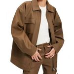 Good American  Brown Better Than Leather Oversized Chore Jacket Plus Size 5 NWT Photo 0