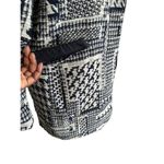 ZARA Houndstooth Patterned Coat Size L Black & White Faux Pocket Winter Peacoat Photo 3