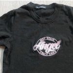 Brandy Melville Black Cropped Not Your Angel Short Sleeve Top Photo 1