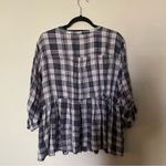 Torrid Grey Plaid Babydoll Rayon Twill Button-Front Top Photo 11