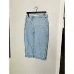 Madewell  Light Blue Denim 100% Cotton Mid-Length Cut Wrap Midi Skirt Size 29 Photo 4