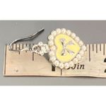 Disney  Heart Shaped Earrings Hidden Mickey Silver Tone Enamel Faux Pearls Bow Photo 4