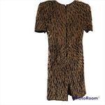 Laurence Kazar VINTAGE 80s 90s  100% silk gold black sequin‎ dress Photo 4