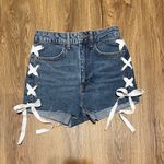 H&M Lace Up Denim Shorts Photo 0