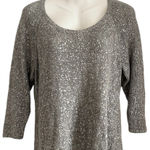 Eileen Fisher  Metallic Gray Knit Sweatshirt Photo 0