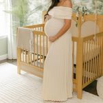 LIONESS  Field of Dreams Maxi Dress Lemon Butter Yellow Off Shoulder Pleated M Photo 1