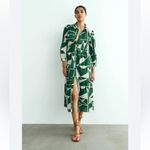 ZARA  green and cream tiered button front maxi dress size small Photo 5