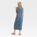 Universal Threads Women's Denim Button-Down Ankle Dress - Universal Medium Wash Photo 1