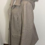 a.n.a faux fur trimmed tan wool pea coat size XL Photo 4