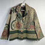 Vintage Size M Tapestry Floral Crop Blanket Jacket Well Worn Art Vintage Boxy Size M Photo 1