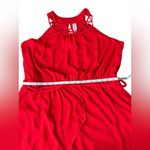 No Boundaries  juniors XXL (19) Red lattice collar shark‎ bite dress tie Photo 8