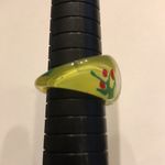 Size 8 Yellow Green & Red Resin Boho Fashion Dome Statement Ring Photo 6