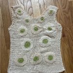 Handmade Crochet Tank Top with Green Accents Photo 0