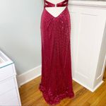 La Femme  Red Sequin Strapless Formal Dress Prom Evening Gown Mermaid Size 4 Photo 6