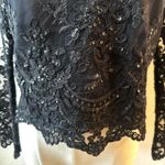 Alice + Olivia Ava sheer lace sleeve embroidered sequined top Photo 9