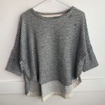 Deletta Black & White Striped Woven Half Sleeve Blouse Photo 2