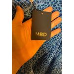 NBD NEW x Revolve Pari Mini Dress Blue Halter Flocked Animal Print Sz Small Photo 6