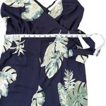 Dress Forum Womens Faux Wrap Jumpsuit Tropical Print Monstera Backless Navy Blue Size Small Photo 5