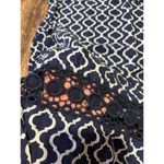 Crown & Ivy  Medium Navy Blue Arabesque V-Neck Sleeveless Tank Photo 1