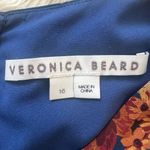 Veronica Beard  Dress Hedera Ruched Silk Ruffle Mini Floral Electric Blue Sz 16 Photo 8