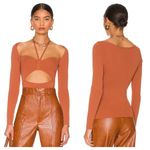 Bardot NWT  Copper Maxwell Long Sleeve Cut‎ Out Knit Top Size L Photo 8
