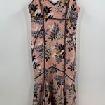 Cinq à Sept CINQ a SEPT Peach Pink Floral Print AINSLEY Tie Shoulder Fluted Silk Dress 4 Photo 1