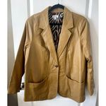 Denim & Co  Womens Jacket Fitted 1x Genuine Leather Pintuck Moto Camel Brown Photo 0