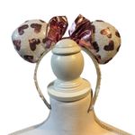 Disney Pink white SEQUIN  Minnie mouse ears costume headband hearts Halloween Photo 4