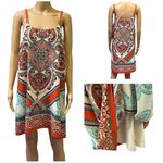 Sweet Wanderer  Sleeveless Boho Print Crochet Strap Fully Lined Shift Dress Large Photo 1