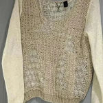 BKE  Cream Tan Open Knit Wool Blend Pullover Sweater Womens Size XL Photo 0