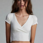 BDG Urban Outfitters NWOT Madi Ribbed Surplice Short Sleeve Tee see flaw** XL Photo 0