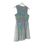 ASOS Silver Holographic Sleeveless Fit & Flare Party Dress Size 6 Photo 7