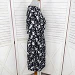 Old Navy Floral Ruffle Collar Long Sleeve Elastic Waist Dress Black White Small Photo 2