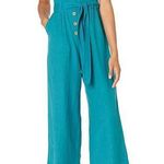 Roxy Mind Trip Jumpsuit Biscay Bay Teal Blue Size Medium Photo 0