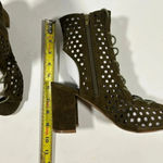 Shoe Republic LA NIB!Shoe -Suede Perforated-Lace UpPeep toe heel booties Size 9 Photo 10