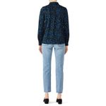 STINE GOYA Black Blue Metallic Button Front Floral Lucian Long Sleeve Top sz XS Photo 1