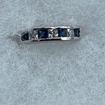 Boutique Blue Sapphire and rhinestone silver plated ring size 6:25 Photo 2
