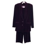 Dana Buchman  Vintage Dark Purple Velvet Silk Blend Pant Blazer Jacket Suit Set Photo 6