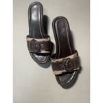 Franco Sarto  Animal Faux Hair Print Slip On Wedge Sandal 8 1/Brown Buckle 3 Heel Photo 1