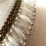 Talbots  white glass beaded gold tone crystal statement necklace Photo 2