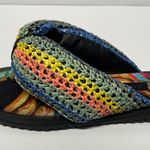 Farm Rio Black Banana Puffy Fluffy Crochet Flip Flop Womens Size 5 Super Cushy Photo 5