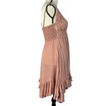 Free People One Small Adella Slip Mini Dress Rose Crochet Lace Flowy Smocked Photo 5