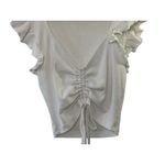 ZARA  White Ruffled Cap Sleeve Ribbed Cropped Top Women's Size Small Photo 2