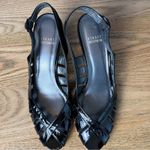 Stuart Weitzman  Black Patent Leather Wedge Sandal Low Heel Women’s Size 10.5 Photo 4