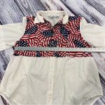 Vintage Willow Bay Patriotic Flag Wide Sleeve Button Down Shirt​ White Size 1X Photo 5