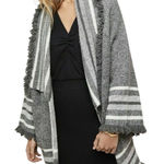Anthropologie Saturday Sunday | Women’s Oversized Grey Striped Fringe Cardigan Photo 0