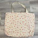 Birds n Bees Cream & Red Strawberry Patch Print Open Canvas Tote Multiple Photo 2